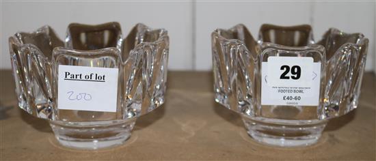 2 Orrefors glass footed bowls(-)
